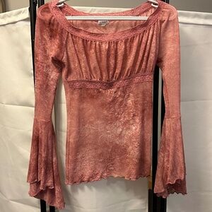 🌸 Light Pink Flowy Blouse with Flare Sleeves